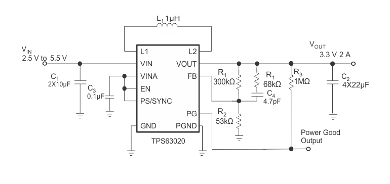 Block Diagram - Texas Instruments TPS6302x Power Management IC
