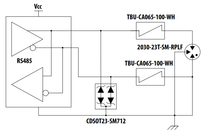 Schematic - Bourns Gas Discharge Tube for RS-485 Ports