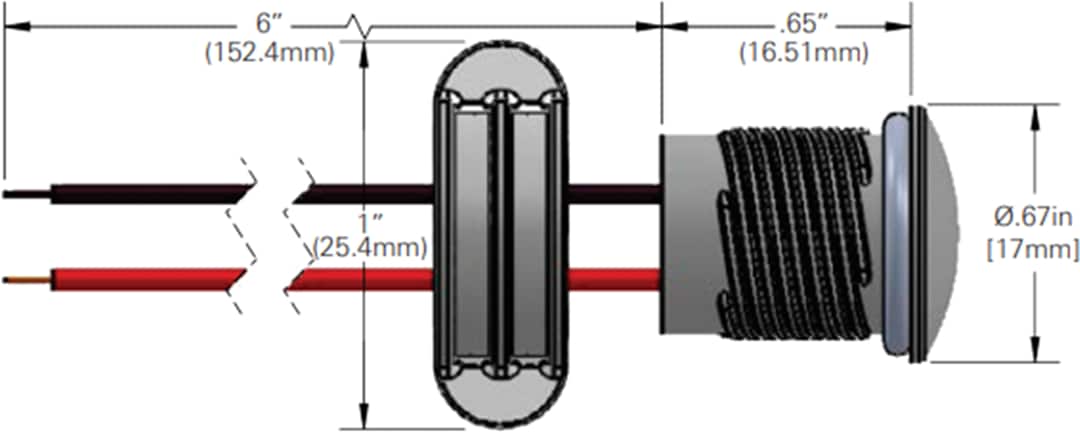 Mechanical Drawing - VCC CNX714FV Series 14mm Panel Mount Indicators