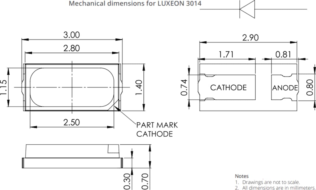 Mechanical Drawing - Lumileds LUXEON 3014 LEDs