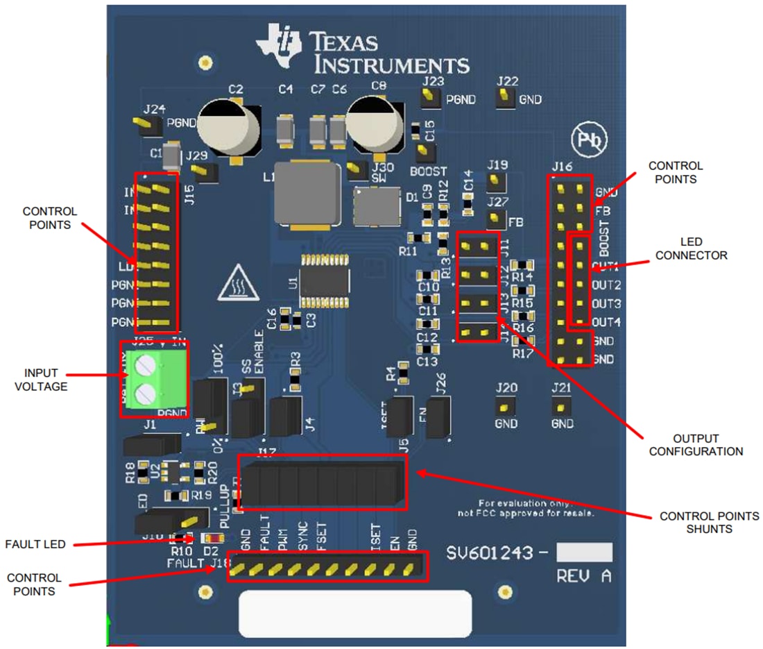 Mechanical Drawing - Texas Instruments TPS61194EVM LED Driver Evaluation Modules
