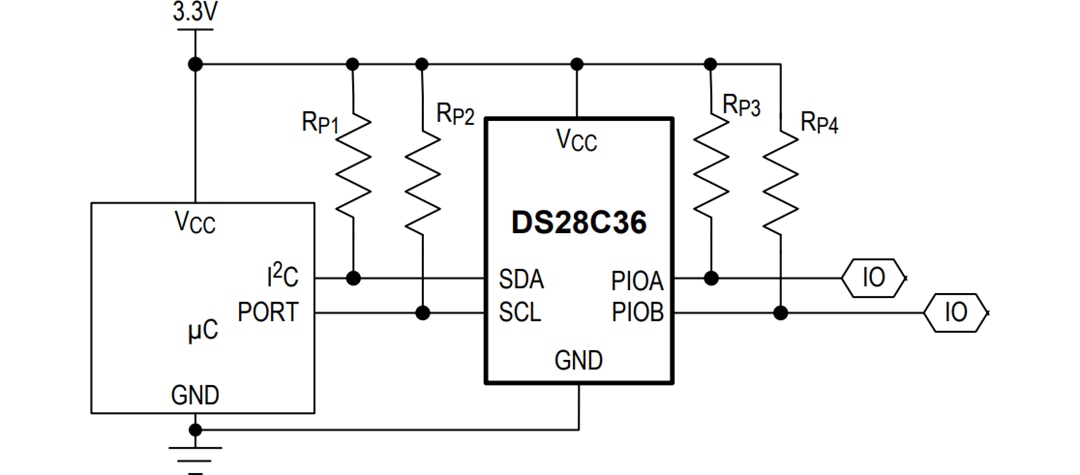 Application Circuit Diagram - Analog Devices / Maxim Integrated DS28C36 Deep Cover® Secure Authenticator