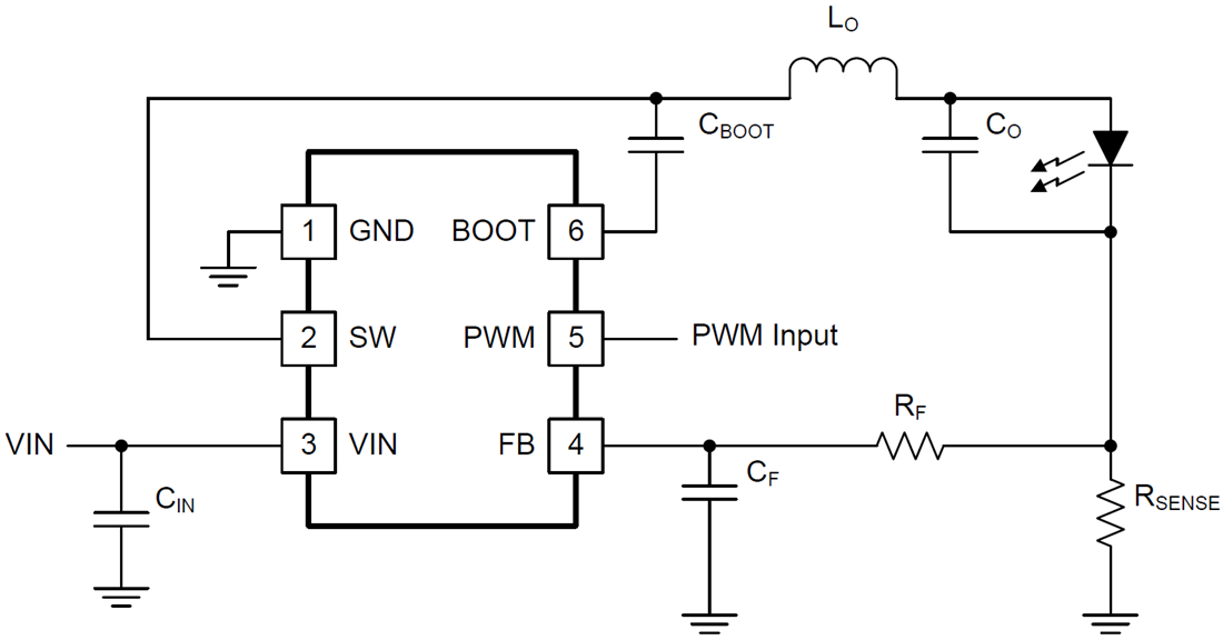 Schematic - Texas Instruments TPS54200/TPS54201 Synchronous Buck LED Drivers