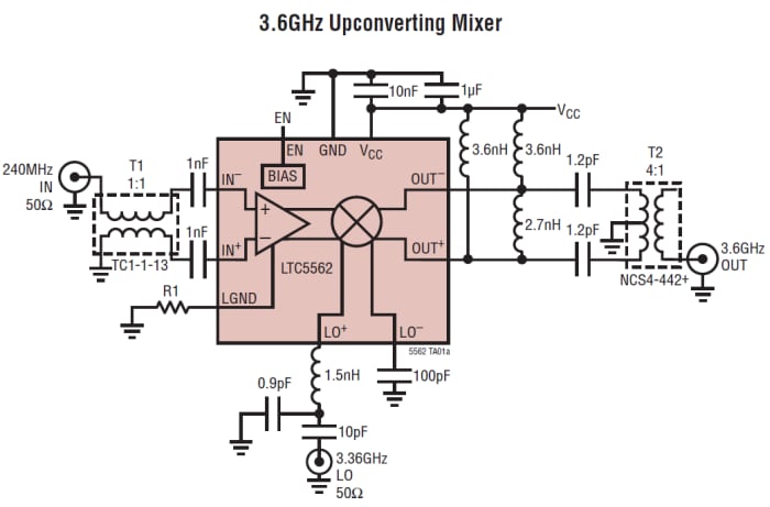 Application Circuit Diagram - Analog Devices Inc. LTC5562 LF-7GHz Active Mixers