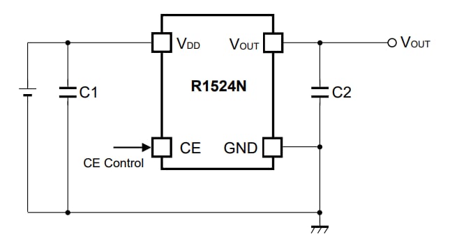 Application Circuit Diagram - Nisshinbo R1524N-EV Boards for R1524N