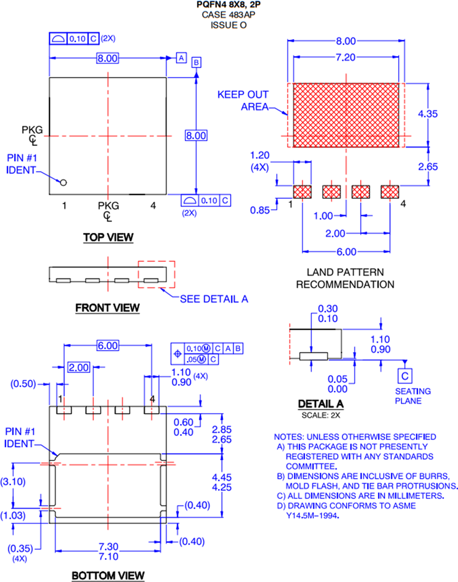 Mechanical Drawing - onsemi FCMT360N65S3 SUPERFET® III Easy-Drive Power MOSFET