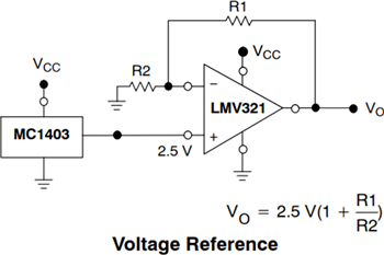 Application Circuit Diagram - onsemi LMV321, NCV321, LMV358, & LMV324 CMOS Op Amps