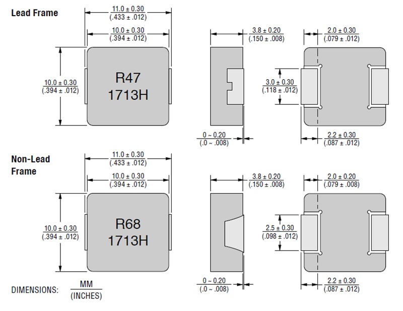 Chart - Bourns SRP1038C Shielded Power Inductors