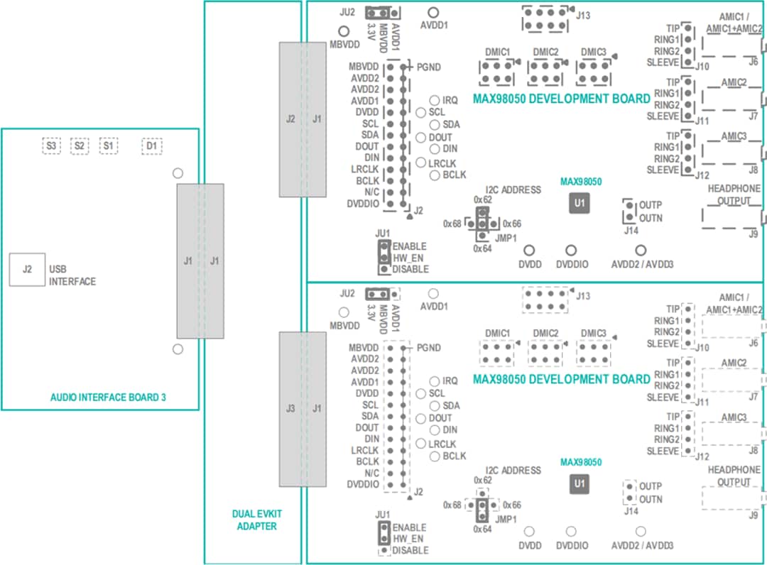 Mechanical Drawing - Analog Devices Inc. MAX98050 Evaluation System (MAX98050EVSYS)