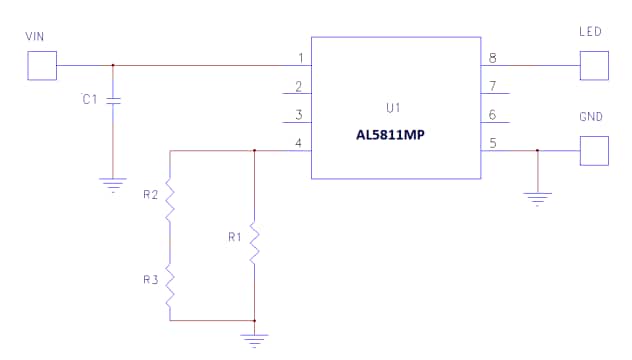 Schematic - Diodes Incorporated AL5811EV1 Evaluation Board