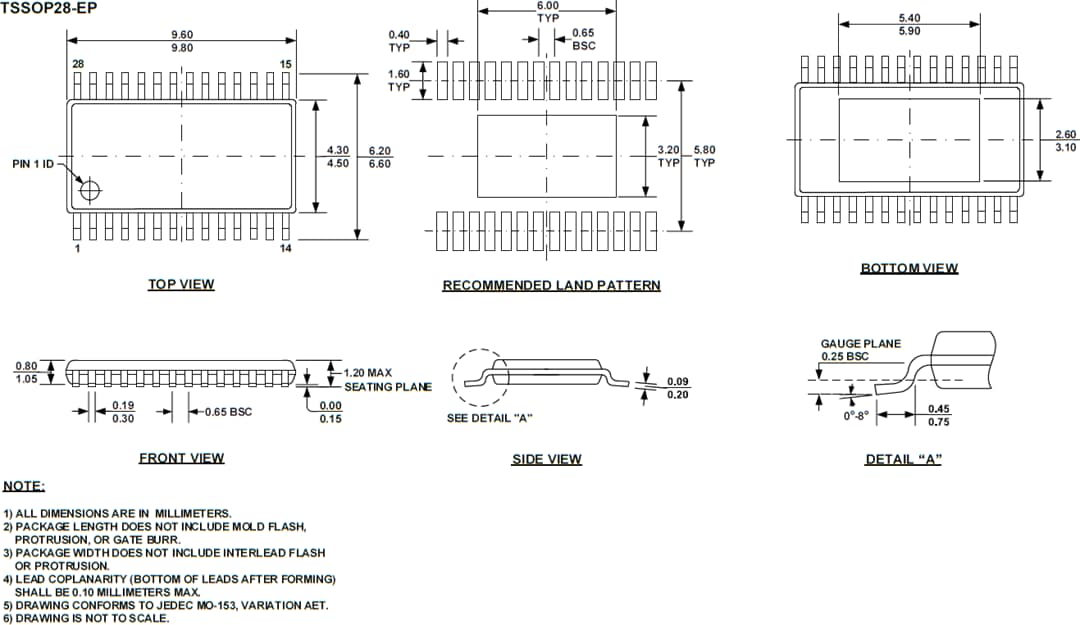 Mechanical Drawing - Monolithic Power Systems (MPS) MP3367 & MPQ3367 6-Channel Boost WLED Drivers