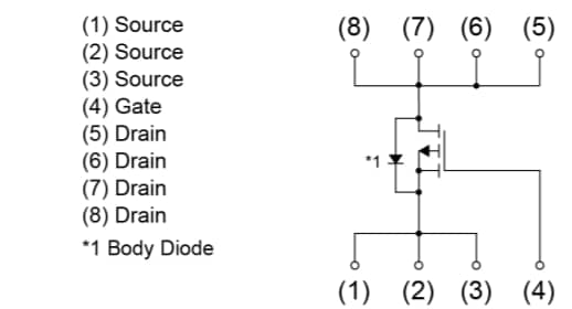 Location Circuit - ROHM Semiconductor RS1G201ATTB1 Power MOSFET