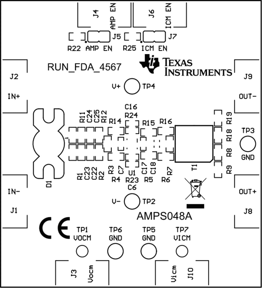 Mechanical Drawing - Texas Instruments RUN-FDA-4567-EVM Amplifier Evaluation Module (EVM)