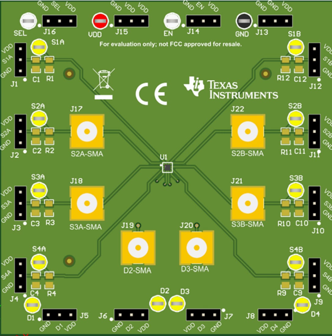 Mechanical Drawing - Texas Instruments TMUX1575EVM Switch Evaluation Module (EVM)