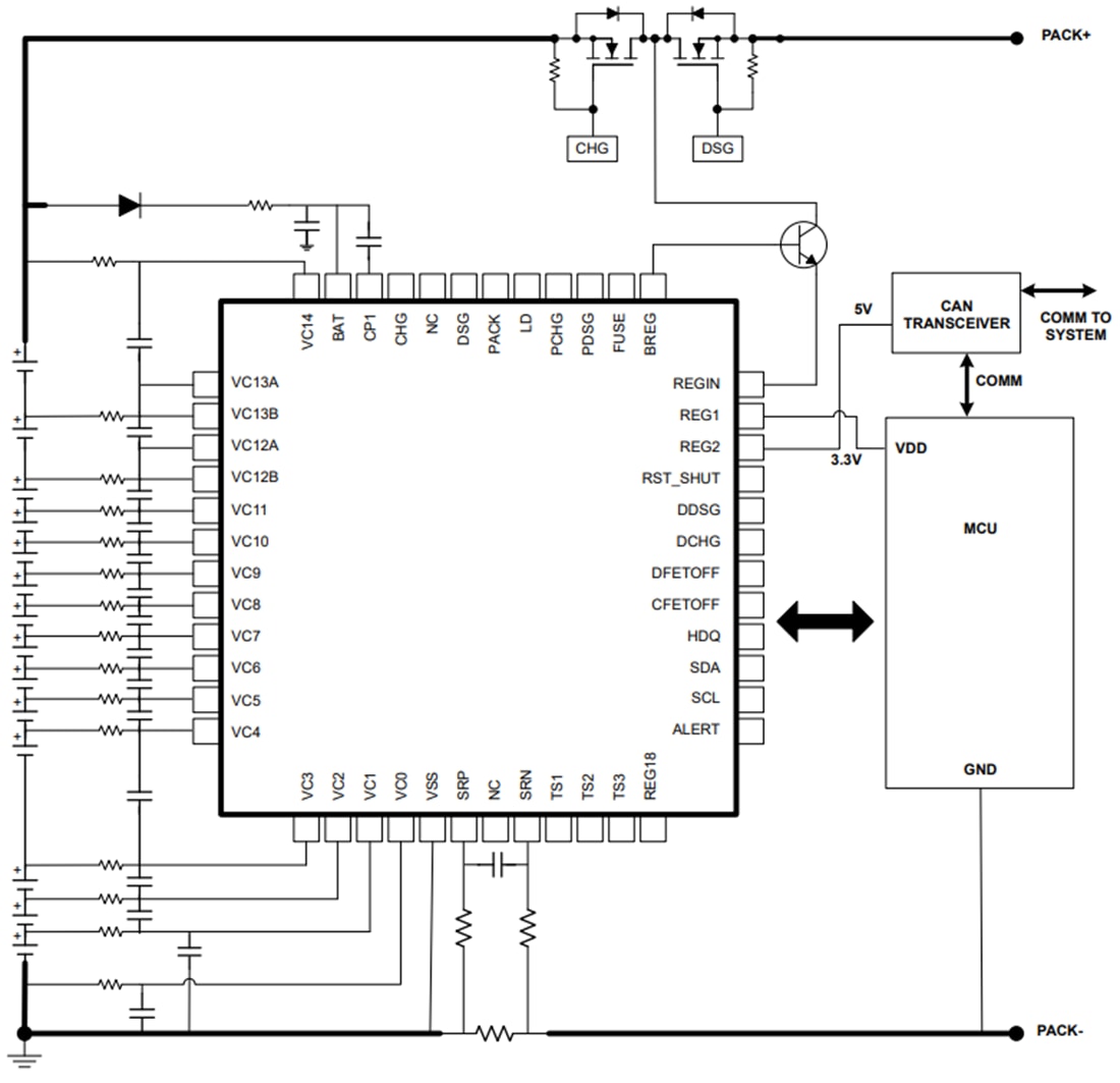 Schematic - Texas Instruments bq769142 Battery Monitor & Protector