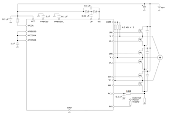Application Circuit Diagram - ROHM Semiconductor BM64300MUV/BM64070MUV Brushless Motor Pre-Drivers
