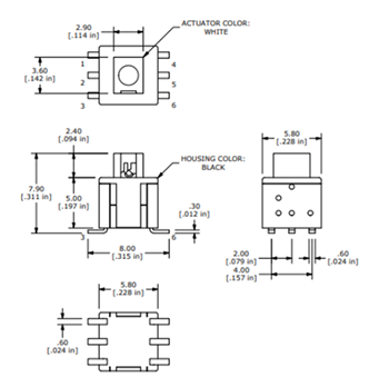 Chart - E-Switch TL2233 Pushbutton Switches