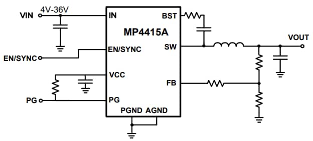 Application Circuit Diagram - Monolithic Power Systems (MPS) MP4415A Step-Down Converters