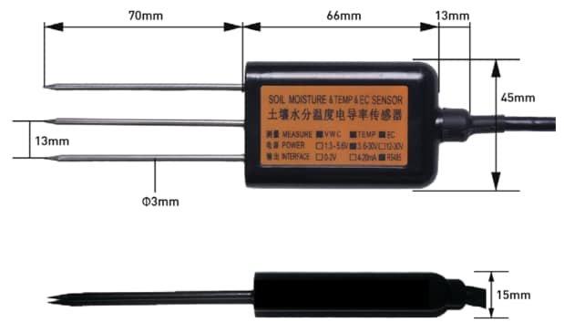 Mechanical Drawing - Seeed Studio MODBUS-RTU RS485 Soil Moisture/Temperature Sensors