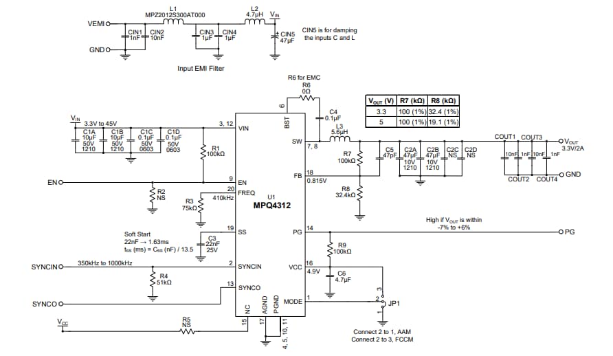 Schematic - Monolithic Power Systems (MPS) EVQ4312-R-01A Evaluation Board