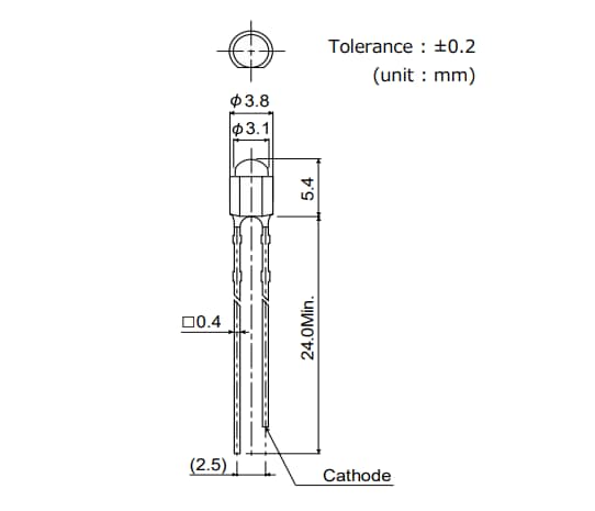 Mechanical Drawing - ROHM Semiconductor SLI-343x Through Hole Multi-Color LEDs