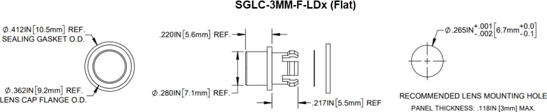 Mechanical Drawing - BIVAR SGLC-LD Liquid Detection Sealing Gasket Lens Caps