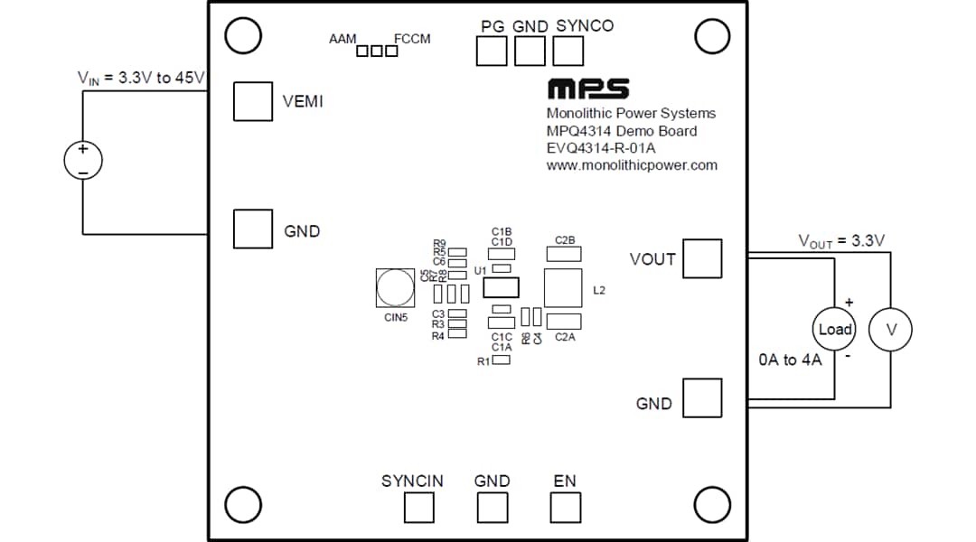 Mechanical Drawing - Monolithic Power Systems (MPS) EVQ4314-R-01A Evaluation Board