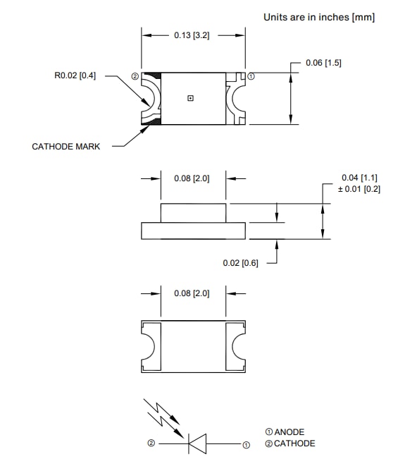 Mechanical Drawing - Advanced Photonix APX-NG011SMD InGaAs Photodiode