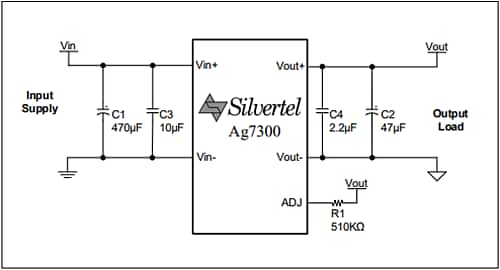 Application Circuit Diagram - Silvertel Ag7300 High Power DC/DC Boost Converter Module