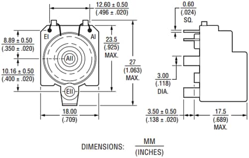 Mechanical Drawing - Bourns 0556x Current Sense Transformers