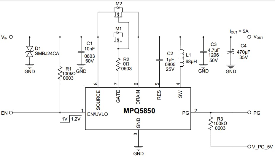 Schematic - Monolithic Power Systems (MPS) EVQ5850-J-00A Evaluation Board