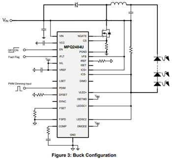 Application Circuit Diagram - Monolithic Power Systems (MPS) MPQ2484U LED Controllers