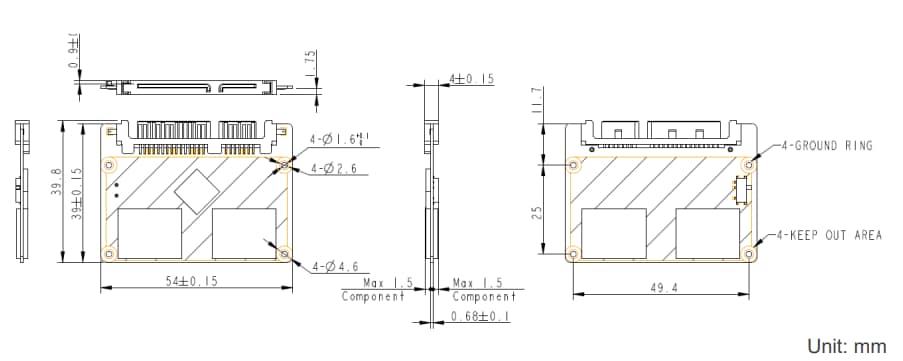 Mechanical Drawing - Apacer Technology Inc. ST250-297 Serial ATA Flash Drives