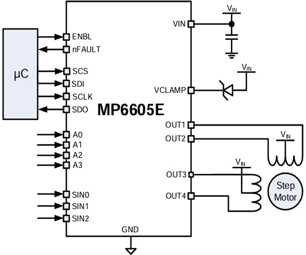 Application Circuit Diagram - Monolithic Power Systems (MPS) MP6605E Gate Driver ICs