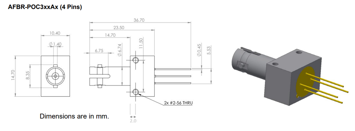 Mechanical Drawing - Broadcom Optical Power Converters