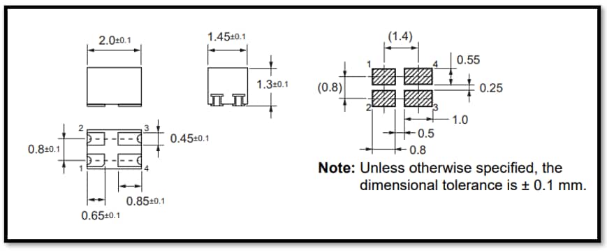 Mechanical Drawing - Omron Electronics G3VM-QR MOSFET Relay