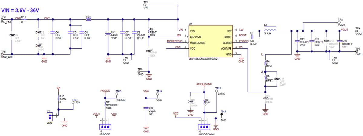 Schematic - Texas Instruments LMR43606MQ3EVM-2M Evaluation Module