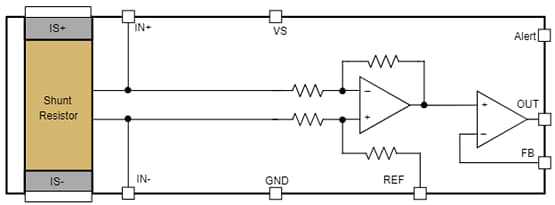 Application Circuit Diagram - Texas Instruments INA791B Bidirectional Current Sense Amplifier