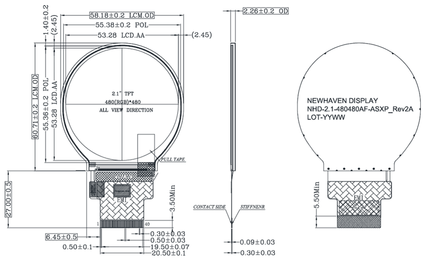 Mechanical Drawing - Newhaven Display 2.1