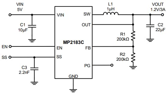 Application Circuit Diagram - Monolithic Power Systems (MPS) MP2183C Synchronous Step-Down Converters
