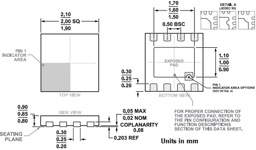 Mechanical Drawing - Analog Devices Inc. ADL8140 Low Noise Amplifier