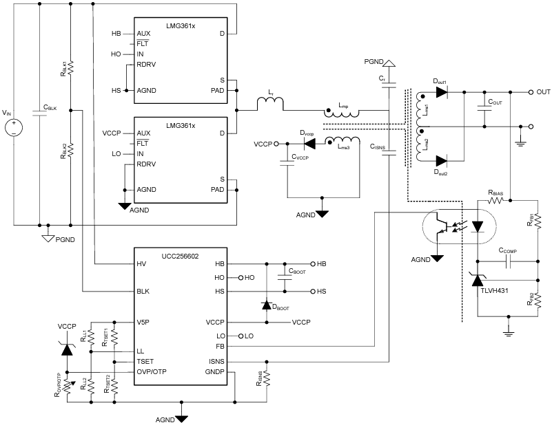 Application Circuit Diagram - Texas Instruments LMG3612 Single-Channel GaN FET