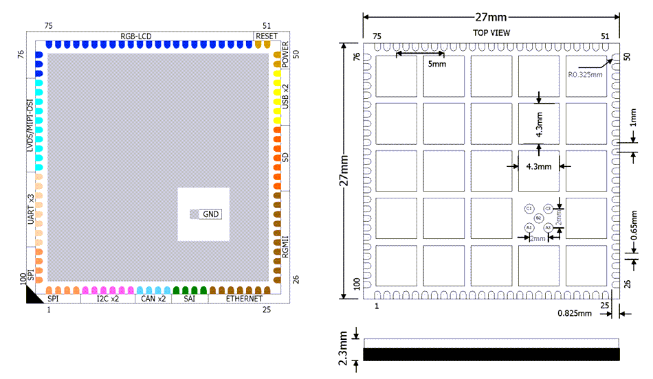 Mechanical Drawing - Ka-Ro Electronics QSMP135 Computer-on-Module