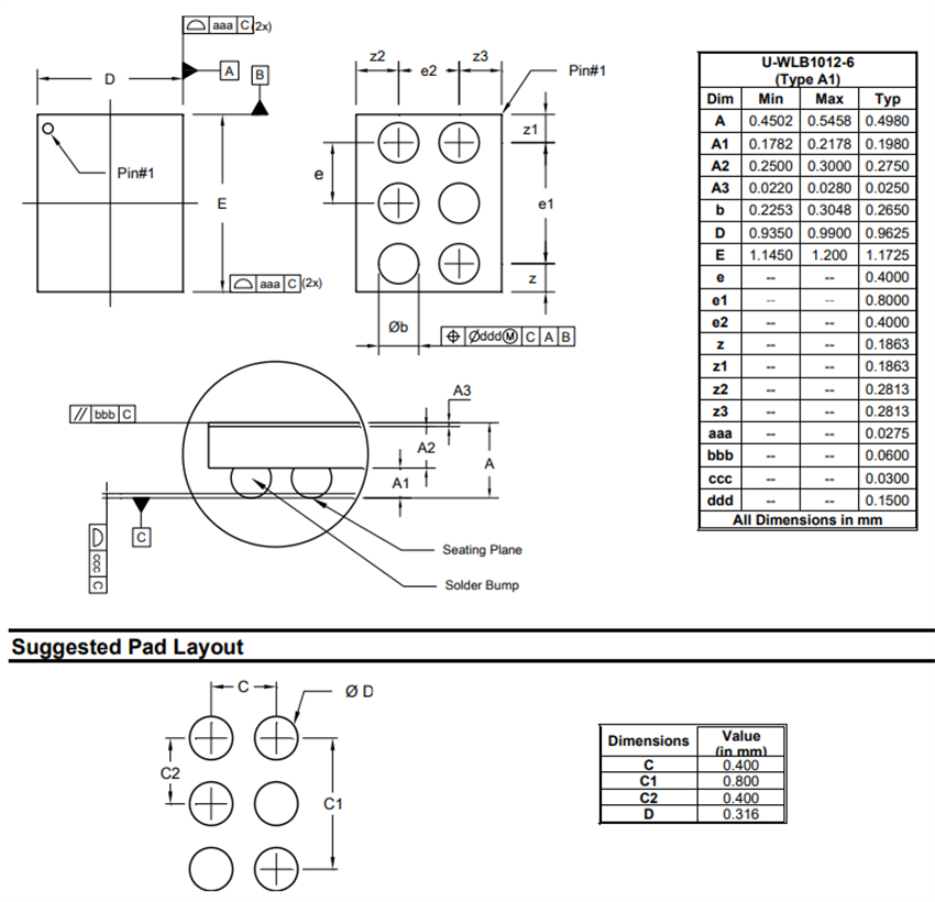 Mechanical Drawing - Diodes Incorporated AP7372 Low-Noise ULDO Regulators