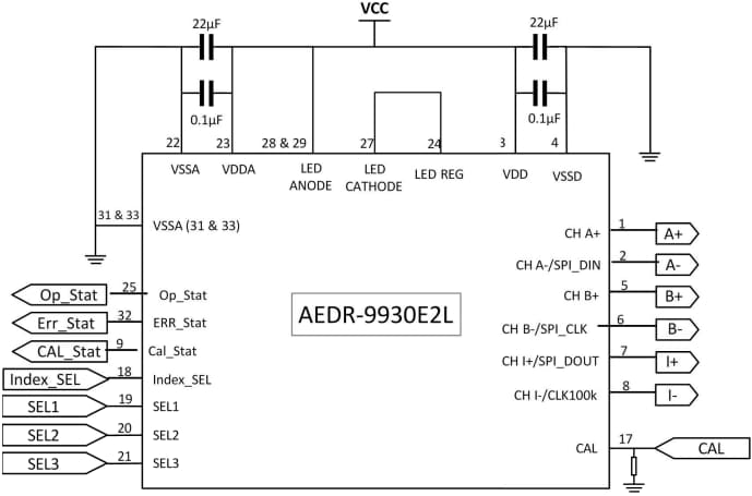 Schematic - Broadcom AEDR-9930E2/9930E2L Reflective Optical Encoders
