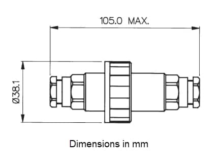 Mechanical Drawing - Bulgin Vitalis Buccaneer Inline Sealed Cable Joiners