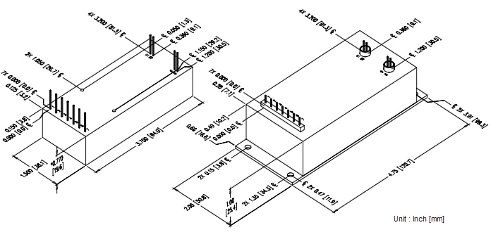 Mechanical Drawing - Advanced Energy / Ultravolt C Series High-Voltage DC-DC Power Supplies