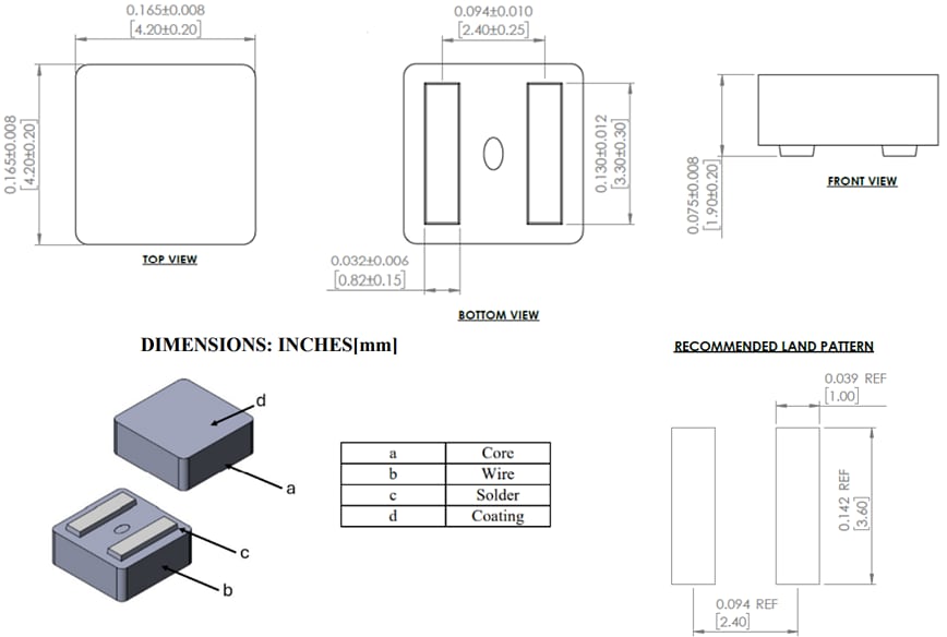 Mechanical Drawing - Abracon AMELH4020S Power Inductors