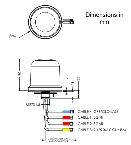 Mechanical Drawing - Maxtena MEA-4in1-GNSS Screw-Mount Antenna
