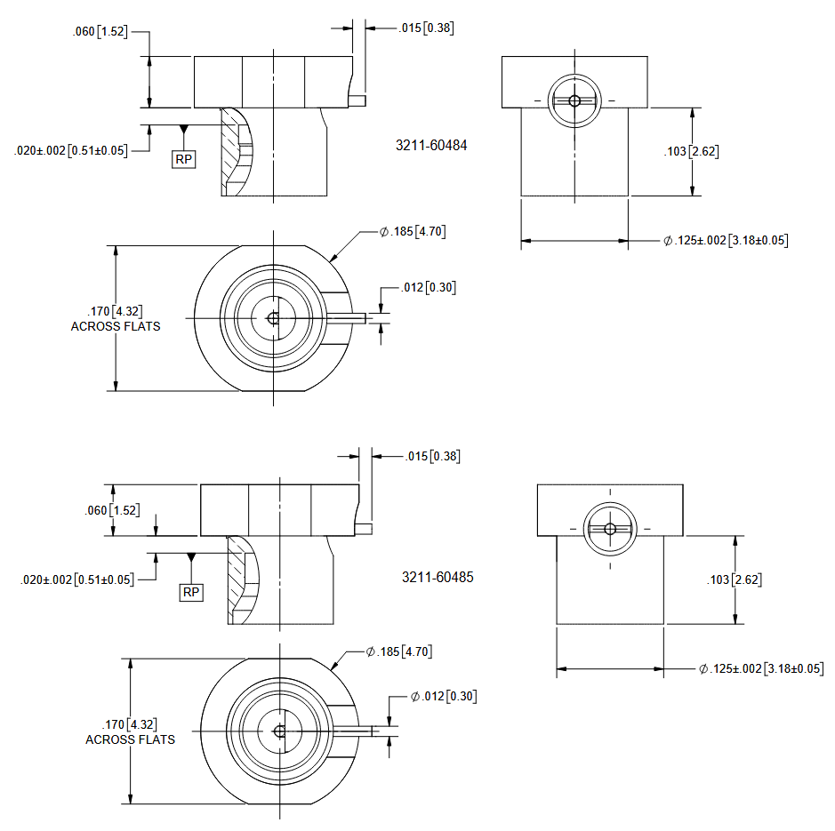 Mechanical Drawing - Amphenol / SV Microwave Reverse-Mount Thru-Hole RF PCB Connectors